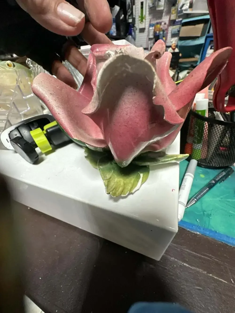 Capodimonte Pink Flower Candle Holder